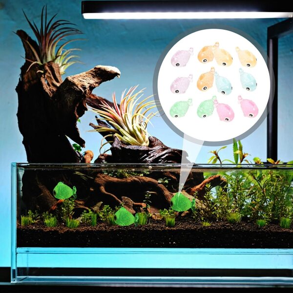 Set 12 Pesci Miniatura in Resina Luminescenti per Decorazione Aquarium e Mini Giardini