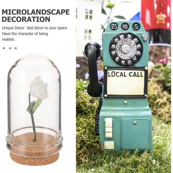 Miniature fiori in cupola vetro bianca 2 pezzi per decorazioni casa delle bambole