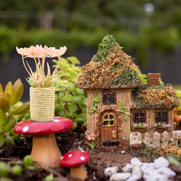 Miniatur-Topfpflanze für Puppenhaus-Bonsai-Dekoration, grün, 7 cm