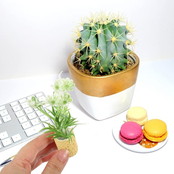 Mini Bonsai artificiale in miniatura per decorazione casa 1:12, resistente e realistico