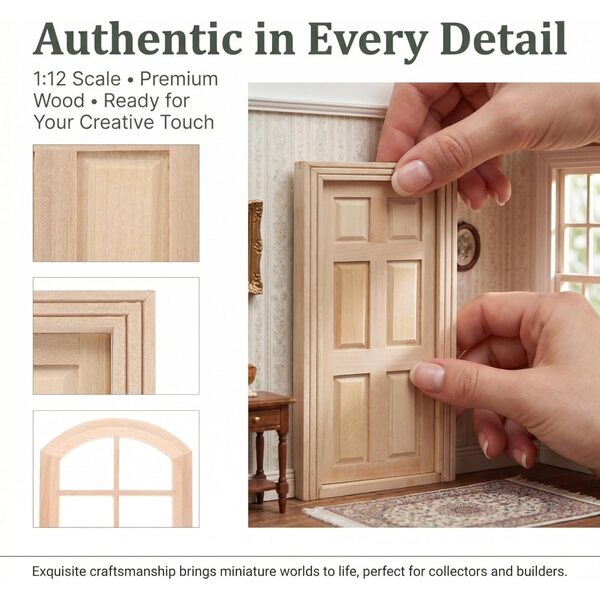 SHINEOFI Set porte e finestra miniatura in legno per casa delle bambole scala 1:12