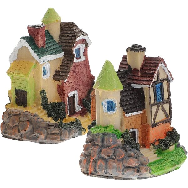 ibasenic Miniature Case in Resina 2 pezzi Decorazione Mini Casa per Ufficio e Giardino