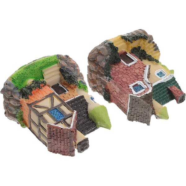 ibasenic Miniature Case in Resina 2 pezzi Decorazione Mini Casa per Ufficio e Giardino