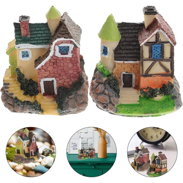 ibasenic Miniature Case in Resina 2 pezzi Decorazione Mini Casa per Ufficio e Giardino