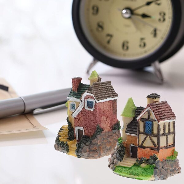 ibasenic Miniature Case in Resina 2 pezzi Decorazione Mini Casa per Ufficio e Giardino