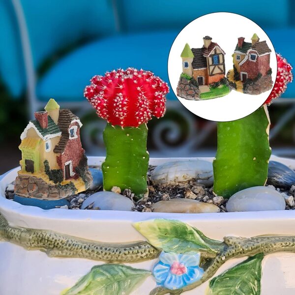 ibasenic Miniature Case in Resina 2 pezzi Decorazione Mini Casa per Ufficio e Giardino