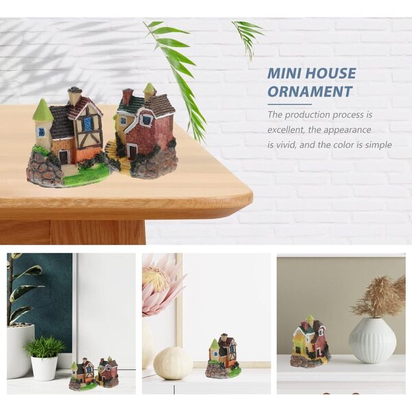 ibasenic Miniature Case in Resina 2 pezzi Decorazione Mini Casa per Ufficio e Giardino