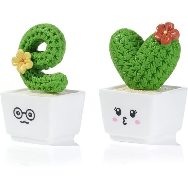 Set 4 Mini Cactus in Resina per Micro Paesaggi e Decorazioni Artistiche