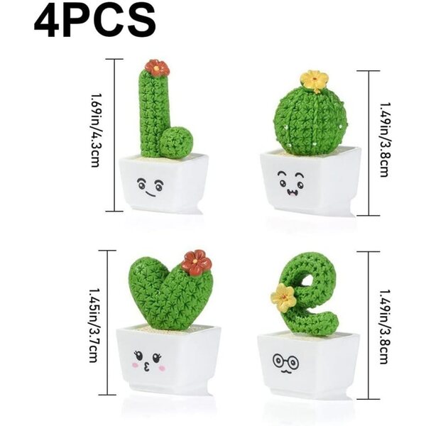 Set 4 Mini Cactus in Resina per Micro Paesaggi e Decorazioni Artistiche