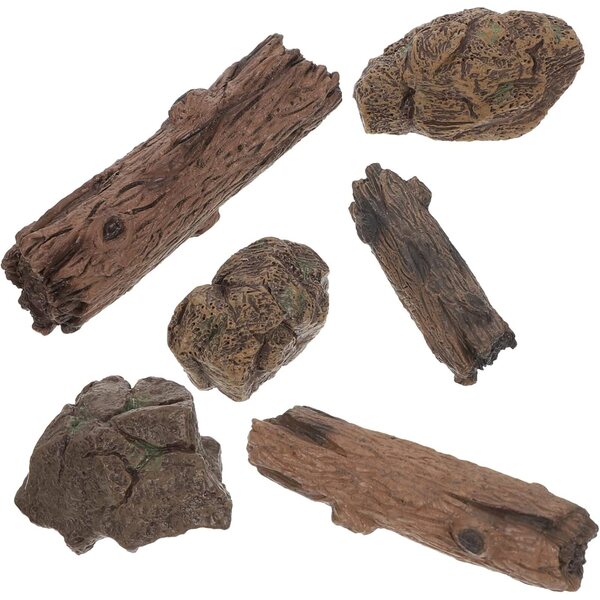 Set 6 Miniornamenti Tronco in Resina per Decorazioni Bonsai, Giardino e Micro Paesaggi