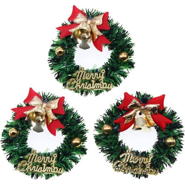 Miniature Corone Natalizie per Case delle Bambole 1:6 e 1:12 - Set da 3 Pz 6 cm