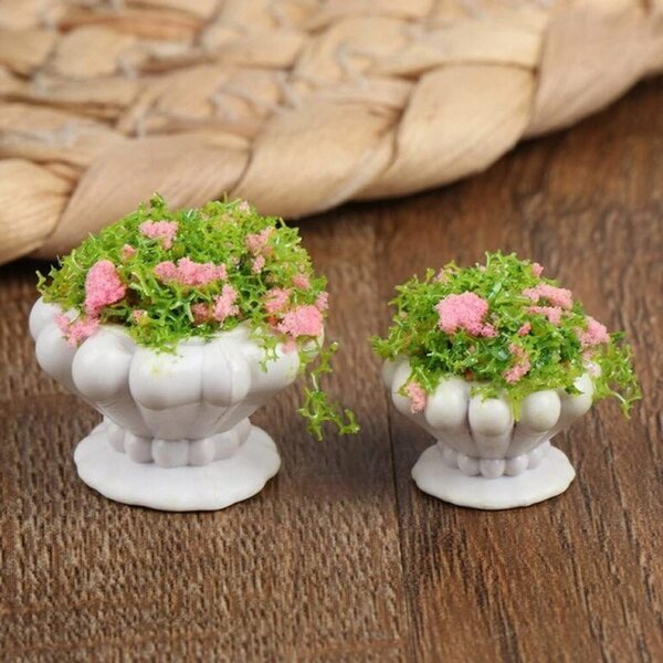 Miniature piante in vaso 2 pezzi per casa delle bambole decorazione 1:12