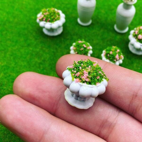 Miniature piante in vaso 2 pezzi per casa delle bambole decorazione 1:12