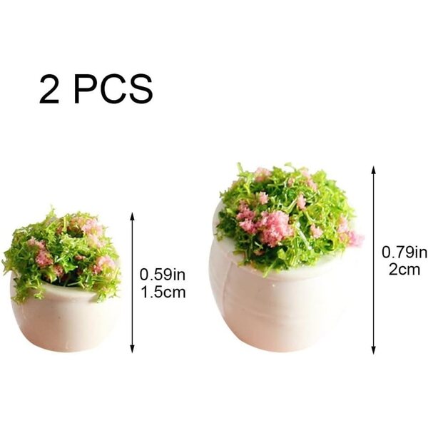 Set 2 Mini Piante in Vaso per Case delle Bambole 1:12 in Resina e PVC