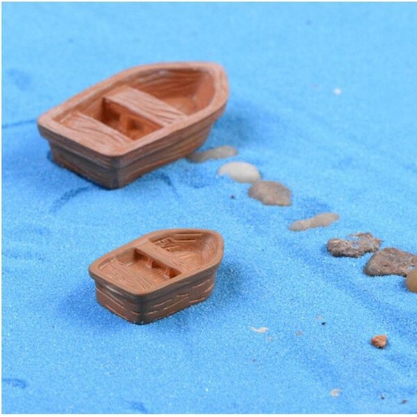 Set 2 Barche in Resina per Micro Paesaggi e Decorazioni da Giardino Miniature