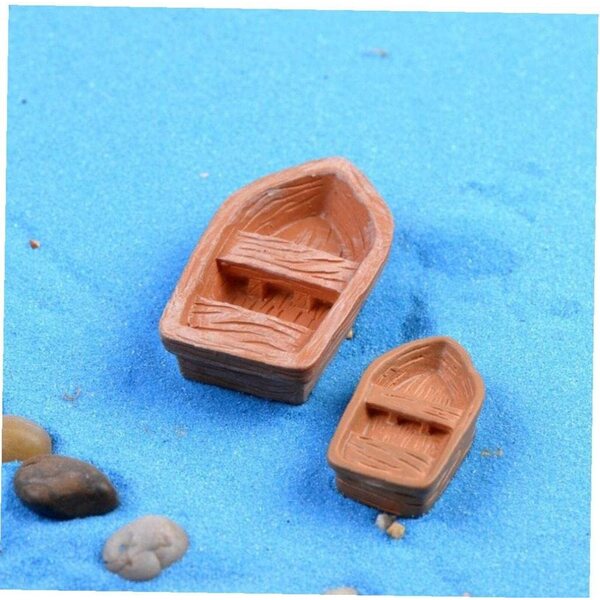 Set 2 Barche in Resina per Micro Paesaggi e Decorazioni da Giardino Miniature