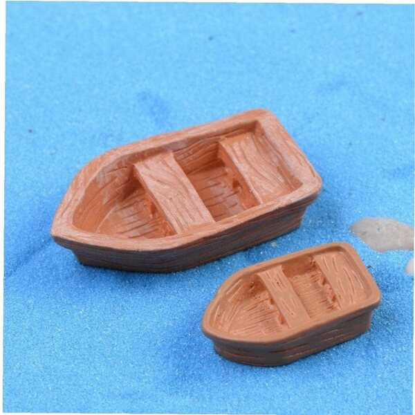 Set 2 Barche in Resina per Micro Paesaggi e Decorazioni da Giardino Miniature