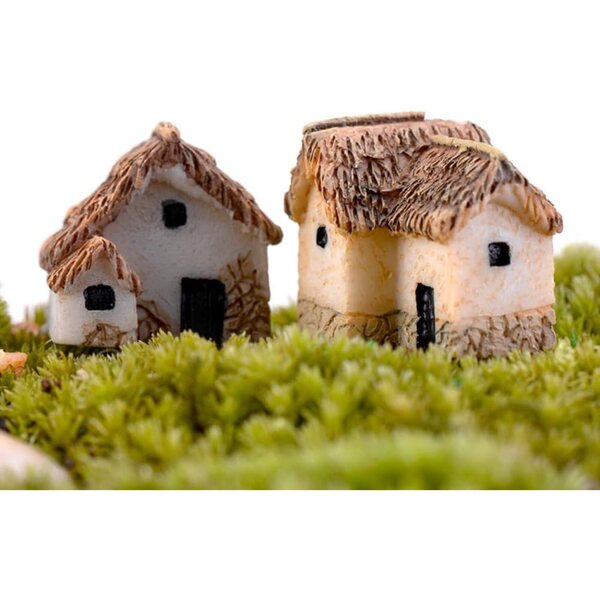Miniatur-Mikrodorf, 4 Stück, Feenhaus, Gartendekoration aus Harz, 1,5 x 2 x 2 cm