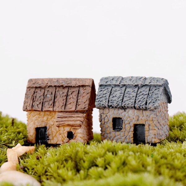 Miniatur-Mikrodorf, 4 Stück, Feenhaus, Gartendekoration aus Harz, 1,5 x 2 x 2 cm