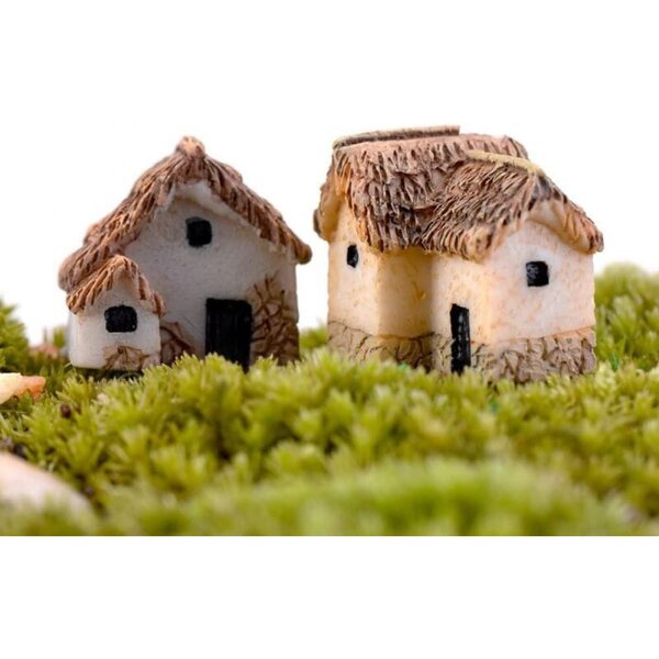 Miniatur-Mikrodorf, 4 Stück, Feenhaus, Gartendekoration aus Harz, 1,5 x 2 x 2 cm