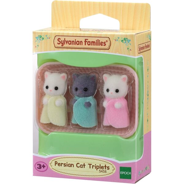 Sylvanian Families Perserkatzen-Drillinge mit Korb und Kinderbett mit Mobile