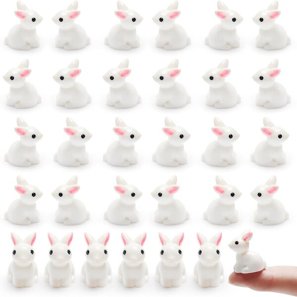 Exasinine Mini-Hasenfiguren in Resina per Decorazioni Pasquali e Giardini Miniatura 100 pz
