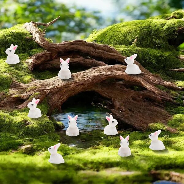 Exasinine Mini-Hasenfiguren in Resina per Decorazioni Pasquali e Giardini Miniatura 100 pz