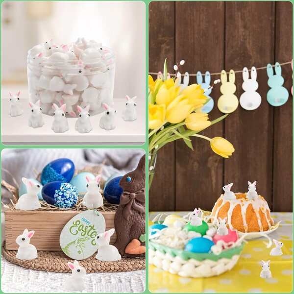 Exasinine Mini-Hasenfiguren in Resina per Decorazioni Pasquali e Giardini Miniatura 100 pz