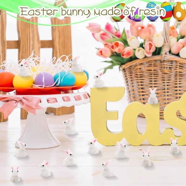 Exasinine Mini-Hasenfiguren in Resina per Decorazioni Pasquali e Giardini Miniatura 100 pz