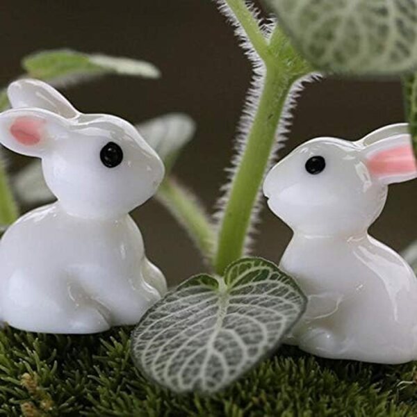 Exasinine Mini-Hasenfiguren in Resina per Decorazioni Pasquali e Giardini Miniatura 100 pz