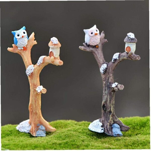 Beito Mini-Eulenbaum aus Kunstharz für Miniaturgärten und kreative Terrarien