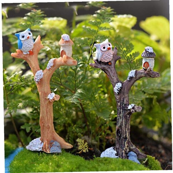 Beito Mini-Eulenbaum aus Kunstharz für Miniaturgärten und kreative Terrarien