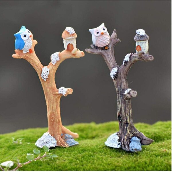 Beito Mini-Eulenbaum aus Kunstharz für Miniaturgärten und kreative Terrarien