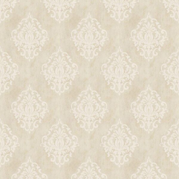 Carta da parati per casa delle bambole MyTinyWorld beige con pattern floreale e diamanti