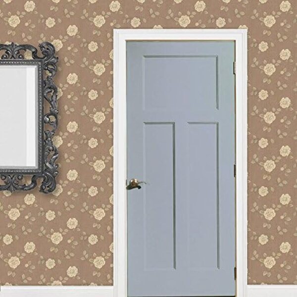 Carta da parati miniatura MyTinyWorld 5 pezzi crema con motivo rosa rampicante