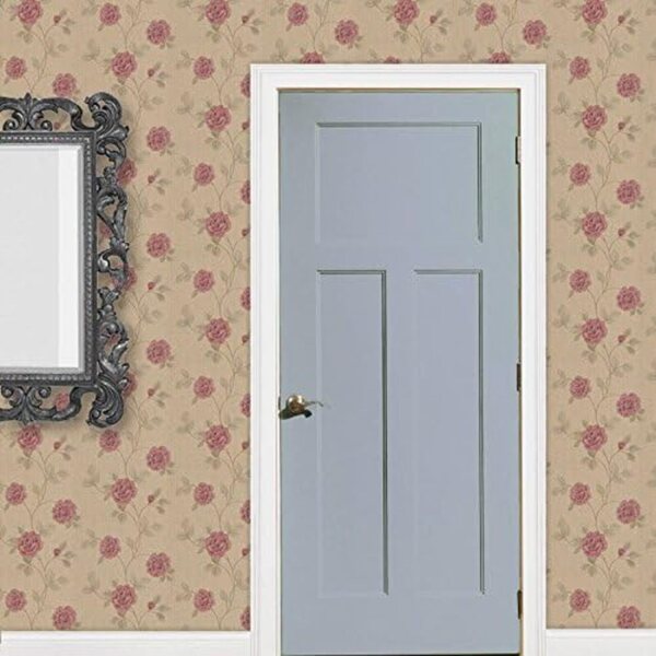 MyTinyWorld Miniatur-Tapete Dunkelrosa mit Kletterrosenmuster für Puppenhäuser