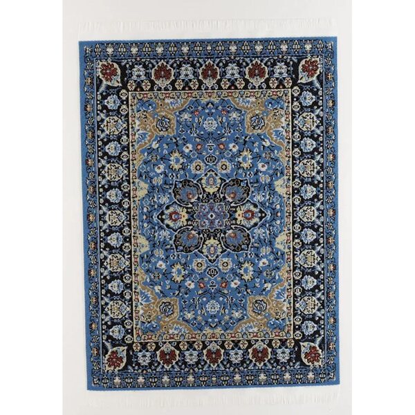 Großer blauer Teppich für Puppenhaus 220x150mm Maßstab 1:12 Rulke