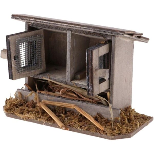 Mini-Hühnerstall aus Holz für 1:12 Puppenhaus-Gartendekoration