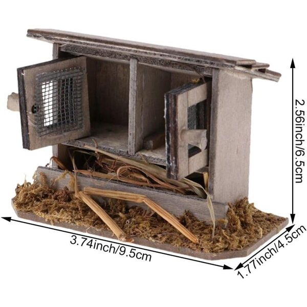 Mini-Hühnerstall aus Holz für 1:12 Puppenhaus-Gartendekoration