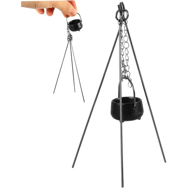 Mini Kessel 1:12 in Legierung con Manico Nero per Decorazioni Halloween e Dollhouse