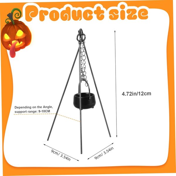 Mini Kessel 1:12 in Legierung con Manico Nero per Decorazioni Halloween e Dollhouse