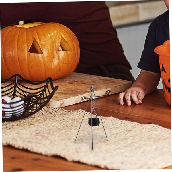 Mini Kessel 1:12 in Legierung con Manico Nero per Decorazioni Halloween e Dollhouse