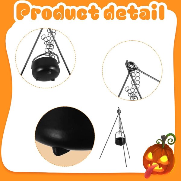 Mini Kessel 1:12 in Legierung con Manico Nero per Decorazioni Halloween e Dollhouse