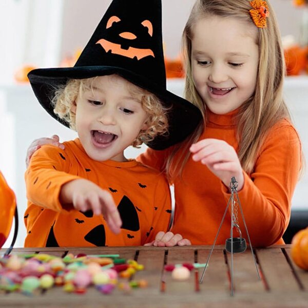 Mini Kessel 1:12 in Legierung con Manico Nero per Decorazioni Halloween e Dollhouse