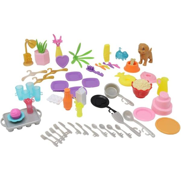 Ersatzteile für Barbie Dreamhouse HMX10 – Küchen- und Badezimmer-Set mit 57 Originalteilen