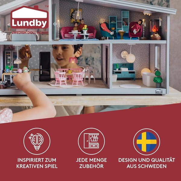 Badezimmermöbel-Set für Lundby Puppenhaus, 5-teilig, Miniatur 1:18