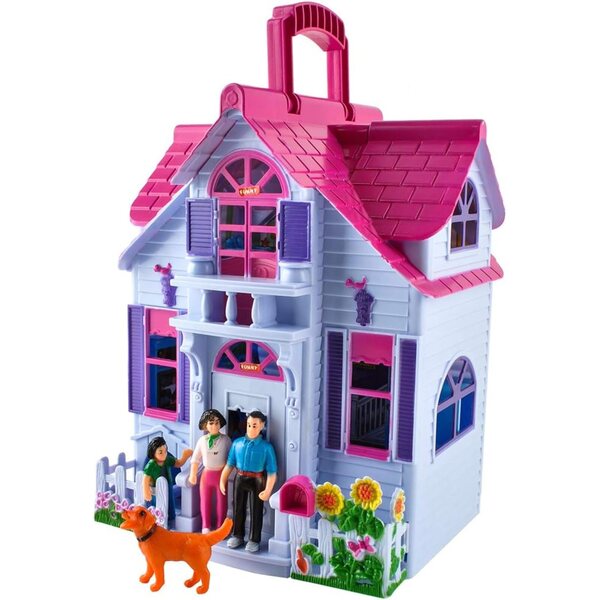 Casa delle Bambole Pieghevole ISO Trade con Famiglia e Mobili, Gioco Portatile