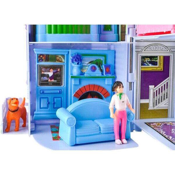 Casa delle Bambole Pieghevole ISO Trade con Famiglia e Mobili, Gioco Portatile