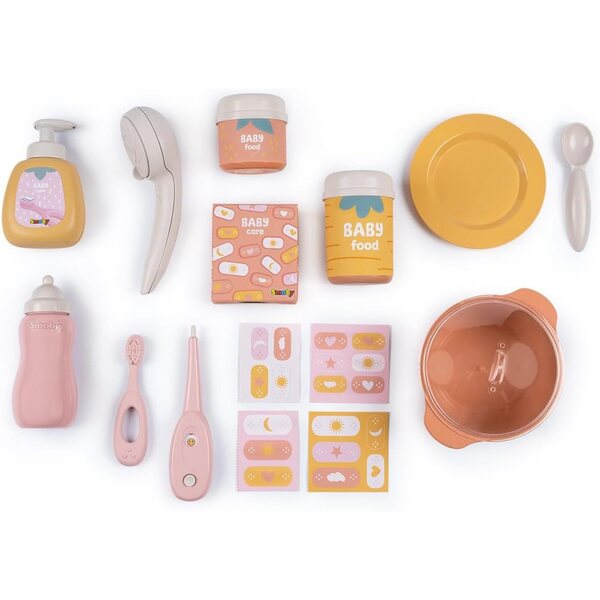 Smoby Baby Nurse centro gioco per bambole 3-in-1 con 19 Accessori in Plastica Riciclata