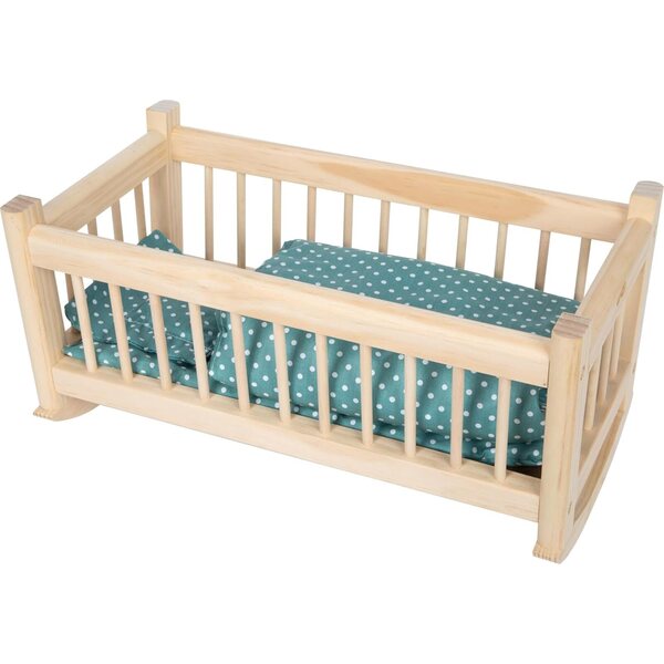 small Foot culla per bambole Natur in legno con biancheria extra grande per bambini 3+
